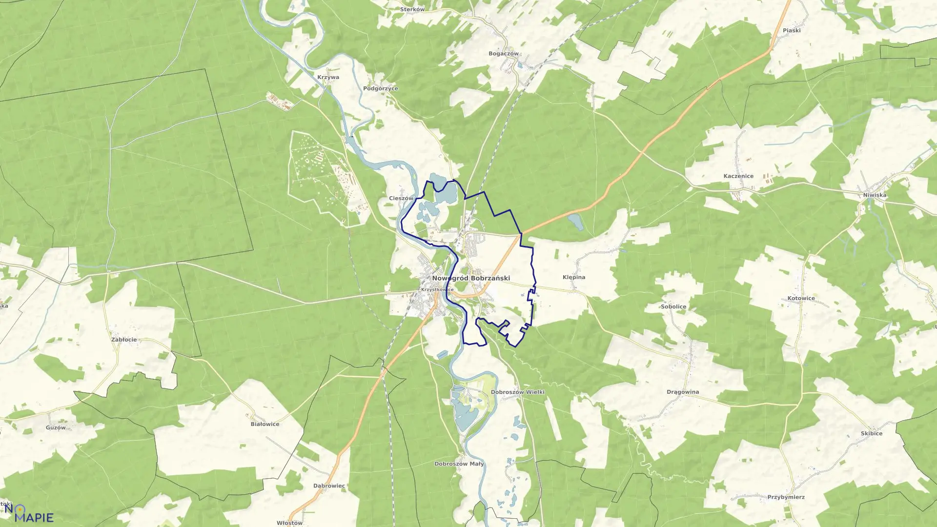 Mapa obrębu 0001 Nowogród Bobrzański w gminie Nowogród Bobrzański