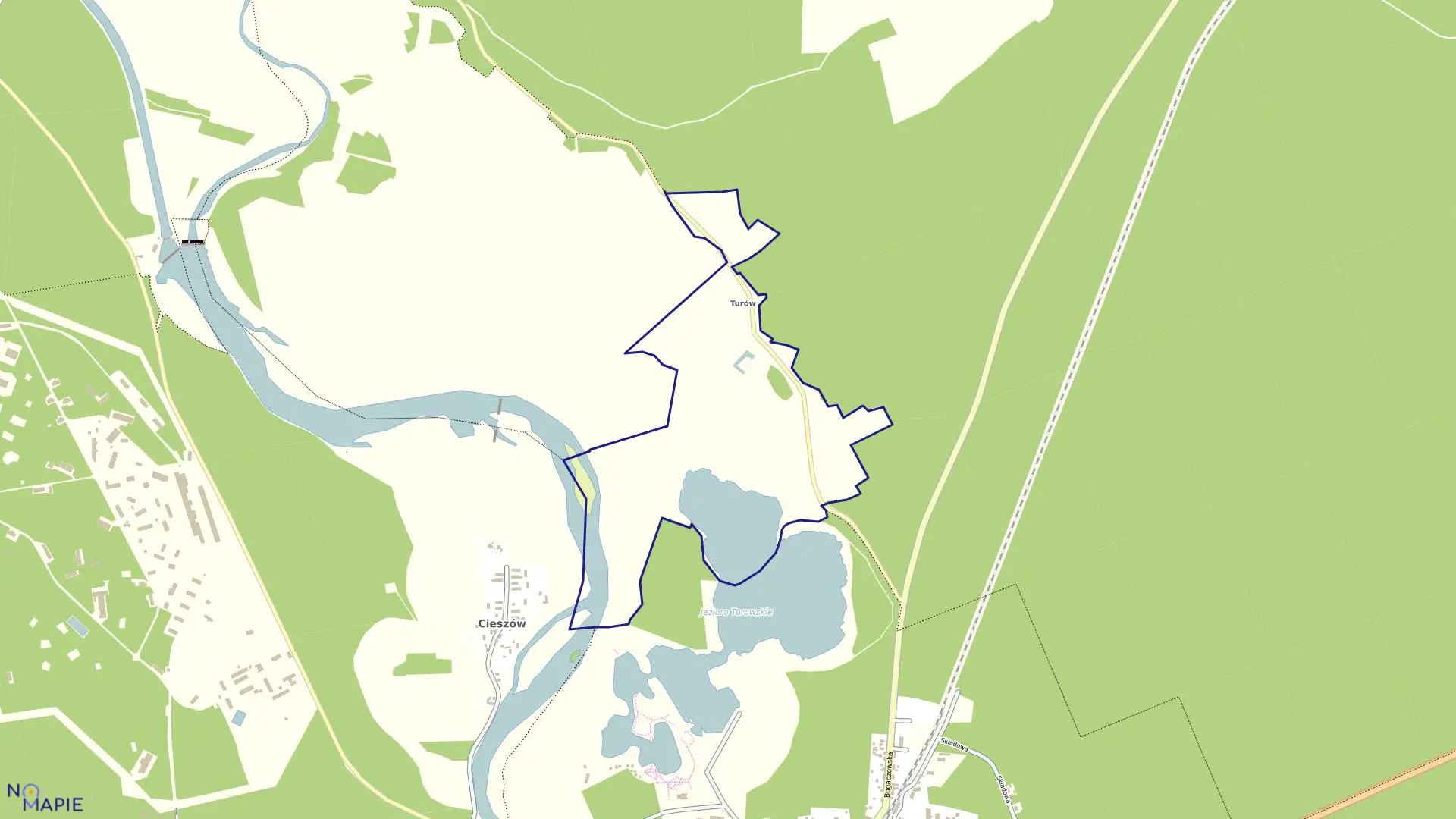 Mapa obrębu Turów w gminie Nowogród Bobrzański